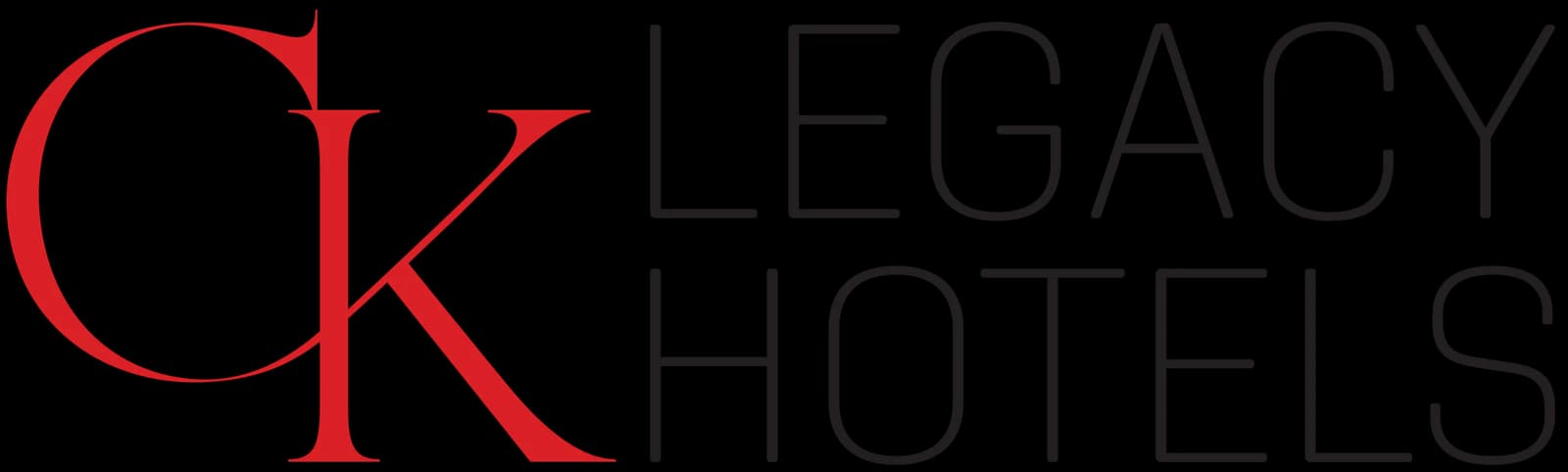 CK Legacy Hotels logosu: kırmızı CK monogramı ve LEGACY HOTELS yazısı